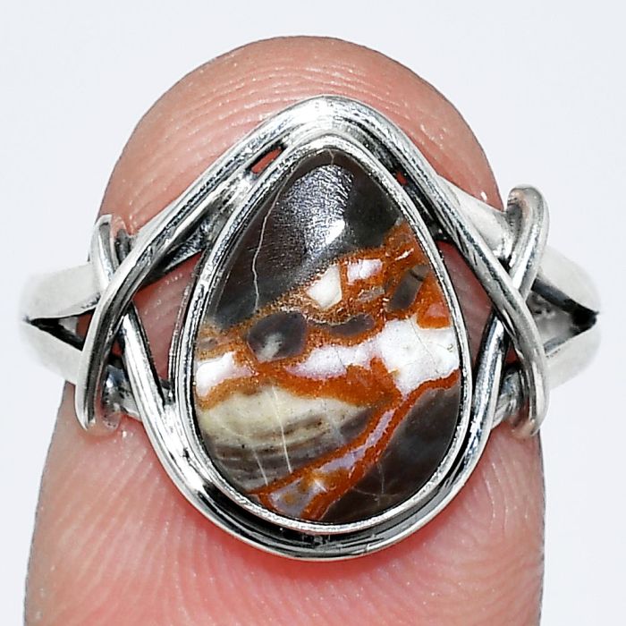 Rosetta Picture Jasper Ring size-8 SDR242588 R-1054, 9x12 mm