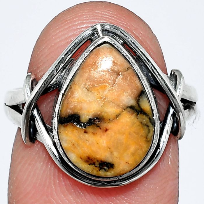 Honey Dendritic Opal Ring size-8 SDR242594 R-1054, 10x14 mm