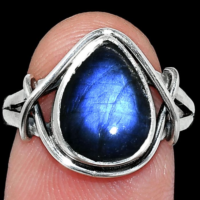 Blue Fire Labradorite Ring size-8 SDR242604 R-1054, 9x12 mm