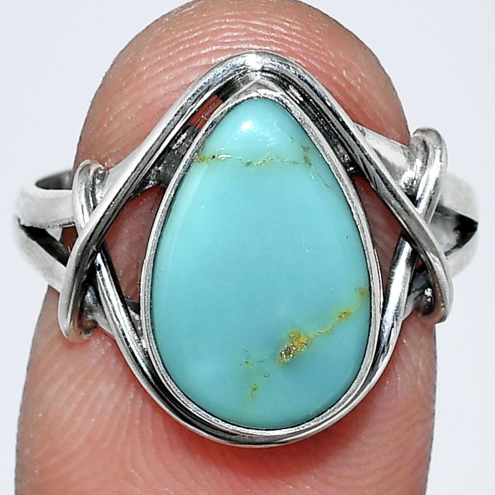 Natural Rare Turquoise Nevada Aztec Mt Ring size-8 SDR242616 R-1054, 9x14 mm