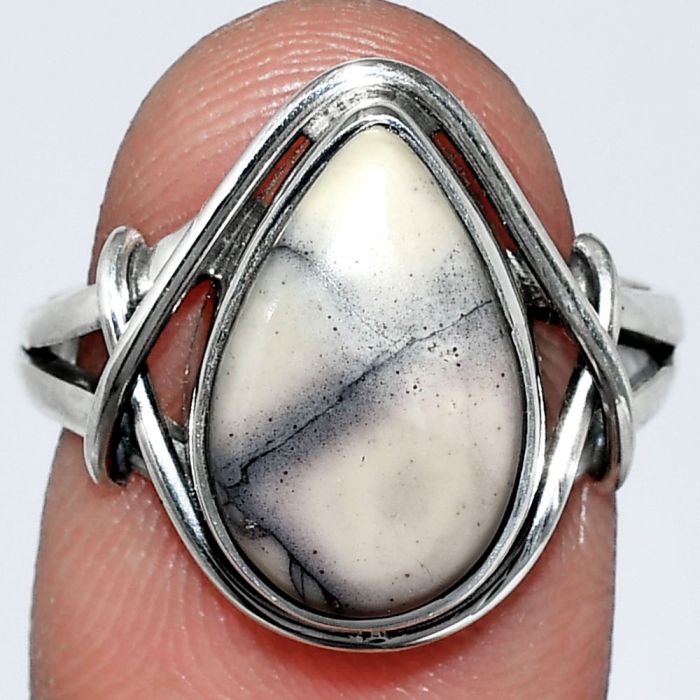 Porcelain Jasper Ring size-8 SDR242631 R-1054, 9x15 mm