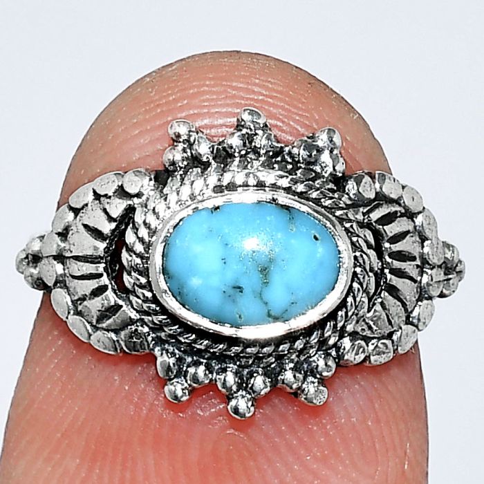 Natural Turquoise Morenci Mine Ring size-5 SDR242638 R-1726, 7x5 mm