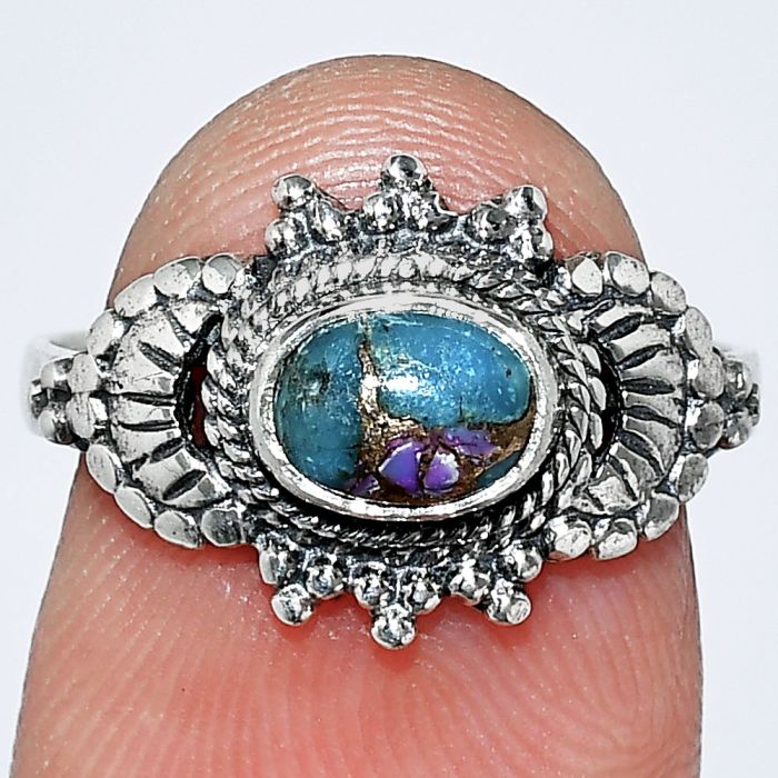 Kingman Pink Dahlia Turquoise Ring size-7.5 SDR242642 R-1726, 7x5 mm