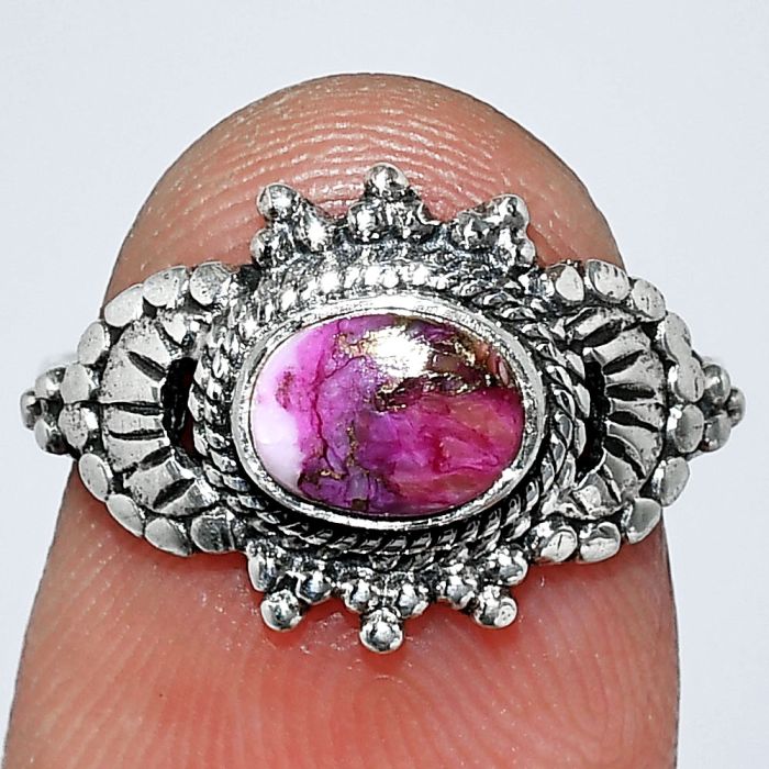 Kingman Pink Dahlia Turquoise Ring size-6 SDR242643 R-1726, 7x5 mm