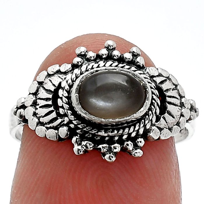 Gray Moonstone Ring size-7 SDR242665 R-1726, 7x5 mm