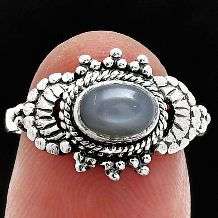 Gray Moonstone Ring size-7 SDR242666 R-1726, 7x5 mm