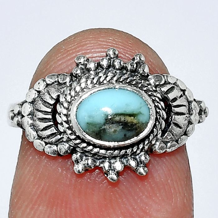 Natural Rare Turquoise Nevada Aztec Mt Ring size-7 SDR242701 R-1726, 7x5 mm