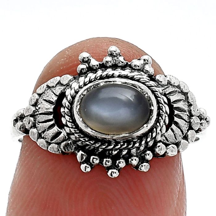 Gray Moonstone Ring size-7 SDR242711 R-1726, 7x5 mm