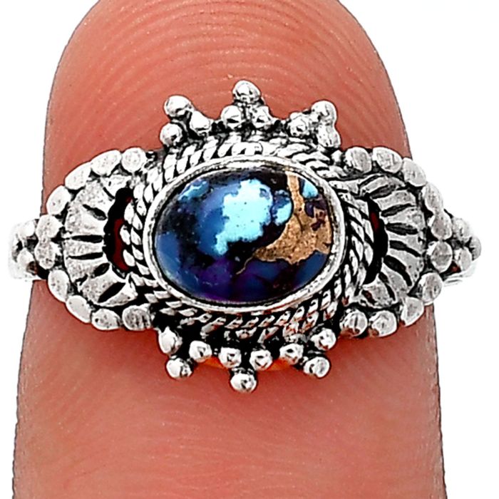 Kingman Purple Dahlia Turquoise Ring size-7 SDR242712 R-1726, 7x5 mm