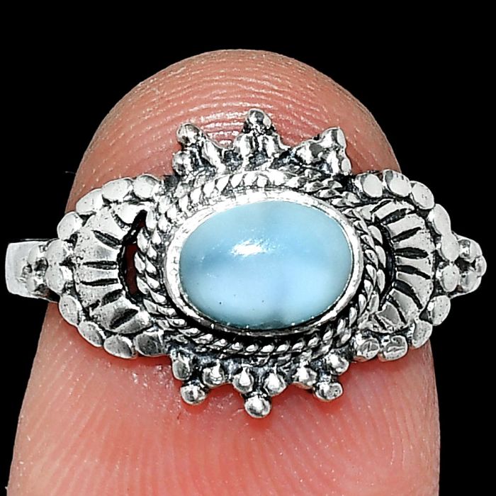 Larimar (Dominican Republic) Ring size-8 SDR242718 R-1726, 7x5 mm