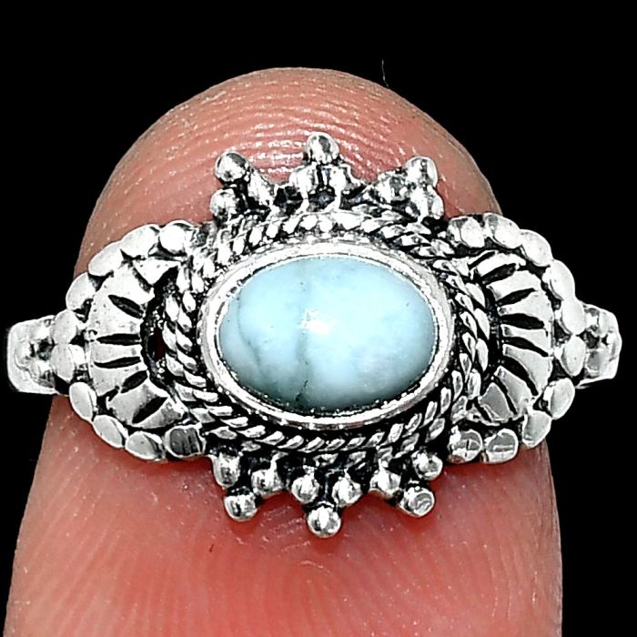 Larimar (Dominican Republic) Ring size-7.5 SDR242720 R-1726, 7x5 mm