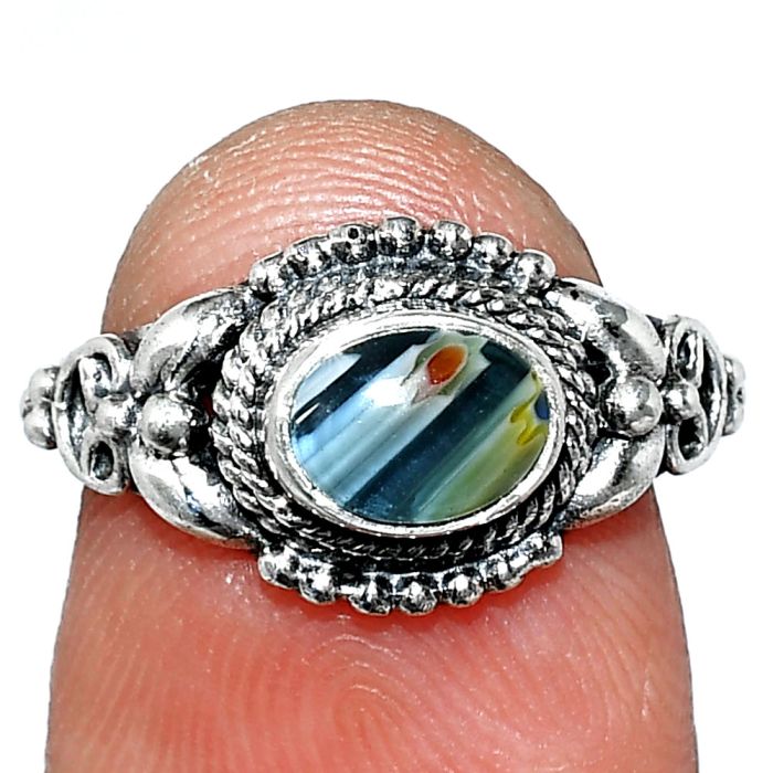 Millefiori Murano Glass Ring size-5 SDR242740 R-1286, 7x5 mm