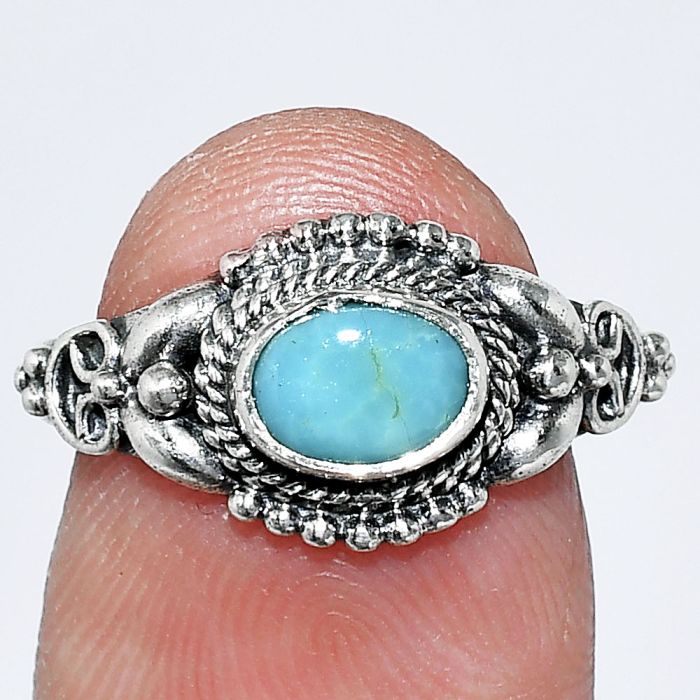 Natural Rare Turquoise Nevada Aztec Mt Ring size-7 SDR242748 R-1286, 7x5 mm