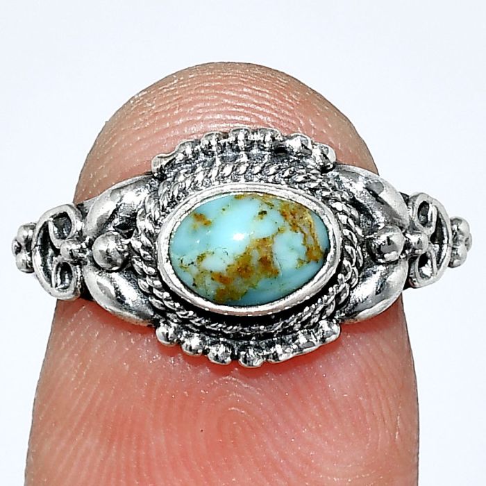 Natural Rare Turquoise Nevada Aztec Mt Ring size-7 SDR242754 R-1286, 7x5 mm