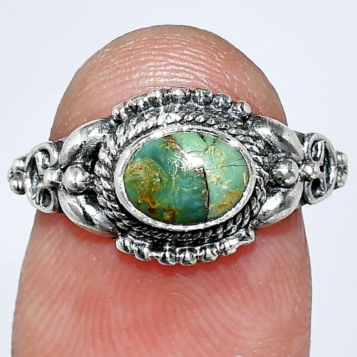 Kingman Copper Teal Turquoise Ring size-6 SDR242785 R-1286, 7x5 mm