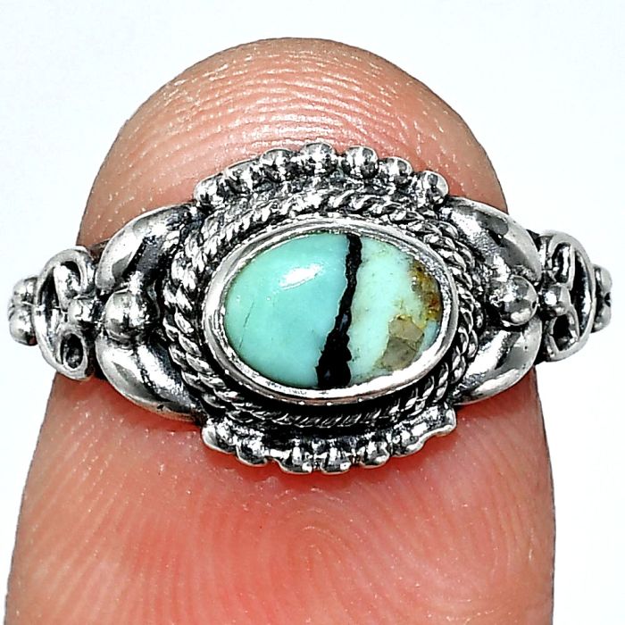 Lucky Charm Tibetan Turquoise Ring size-5 SDR242787 R-1286, 7x5 mm