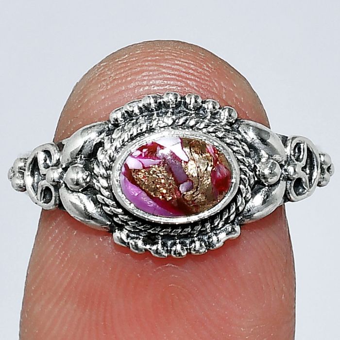 Kingman Pink Dahlia Turquoise Ring size-8 SDR242792 R-1286, 7x5 mm