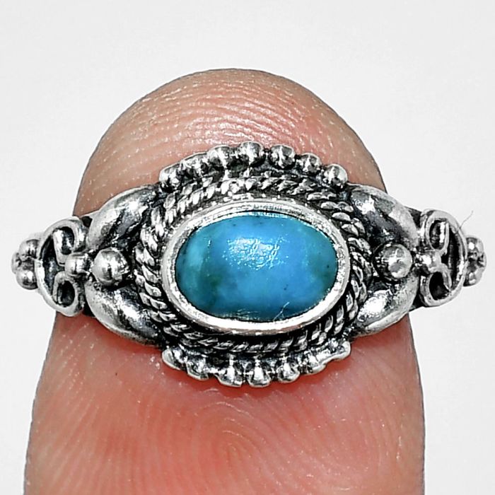 Natural Turquoise Morenci Mine Ring size-7 SDR242793 R-1286, 7x5 mm