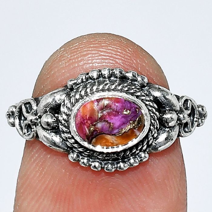 Kingman Pink Dahlia Turquoise Ring size-7 SDR242799 R-1286, 7x5 mm