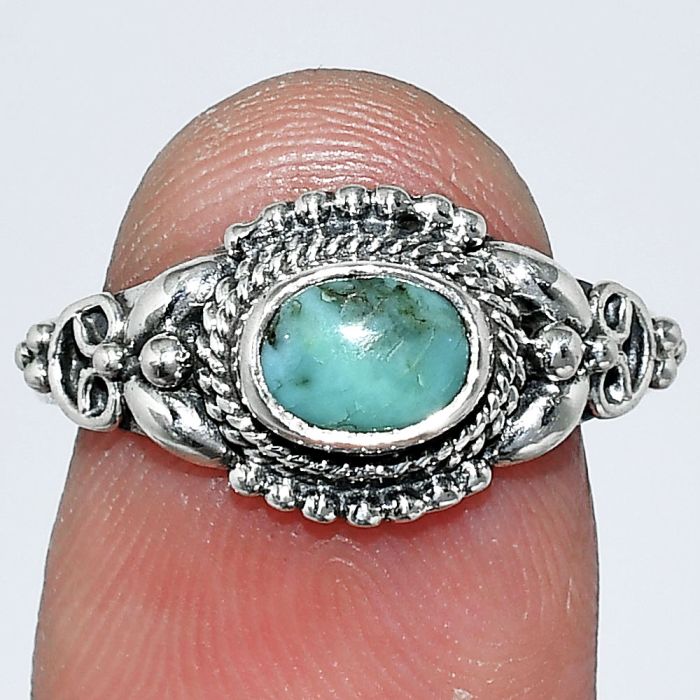 Natural Rare Turquoise Nevada Aztec Mt Ring size-8 SDR242801 R-1286, 7x5 mm