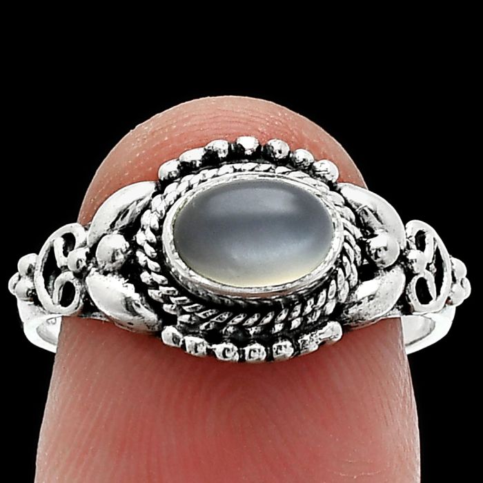 Gray Moonstone Ring size-8 SDR242809 R-1286, 7x5 mm