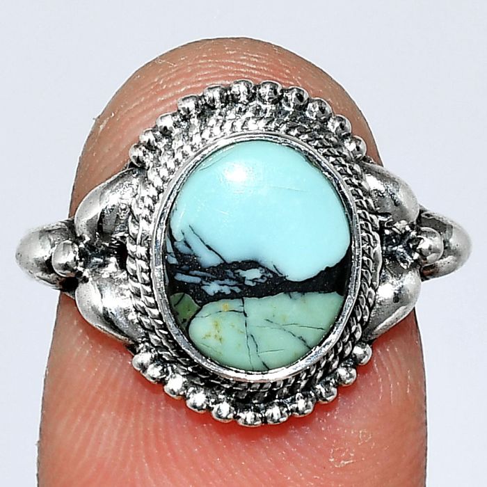 Lucky Charm Tibetan Turquoise Ring size-8 SDR242835 R-1286, 8x10 mm