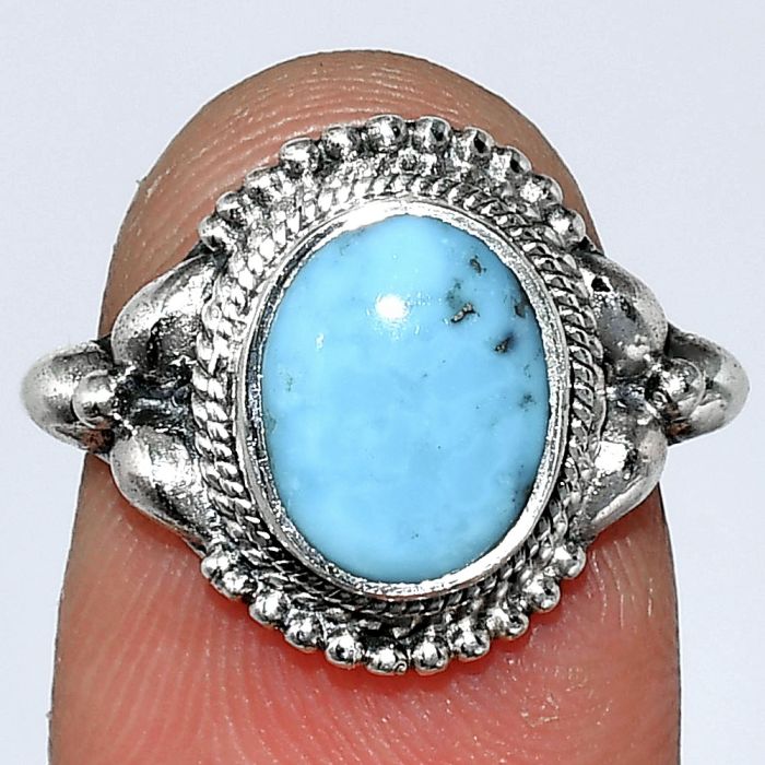 Natural Turquoise Morenci Mine Ring size-7 SDR242839 R-1286, 8x10 mm