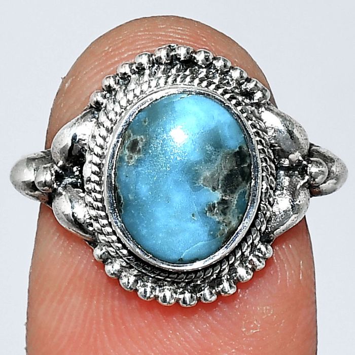 Natural Turquoise Morenci Mine Ring size-7 SDR242847 R-1286, 8x10 mm