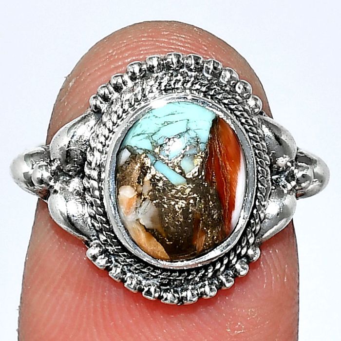 Spiny Oyster Turquoise Ring size-6 SDR242848 R-1286, 8x10 mm