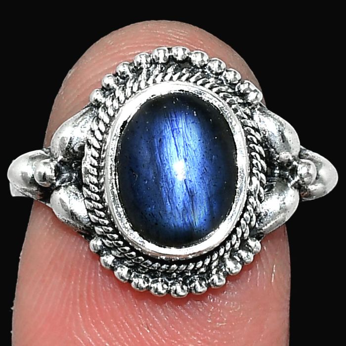 Blue Fire Labradorite Ring size-8.5 SDR242863 R-1286, 8x10 mm