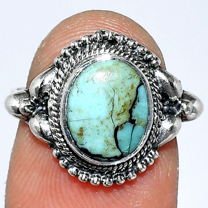 Lucky Charm Tibetan Turquoise Ring size-7 SDR242870 R-1286, 8x10 mm