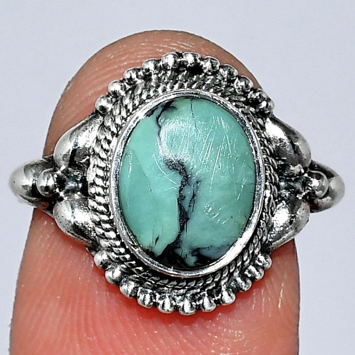 Lucky Charm Tibetan Turquoise Ring size-7 SDR242874 R-1286, 8x10 mm