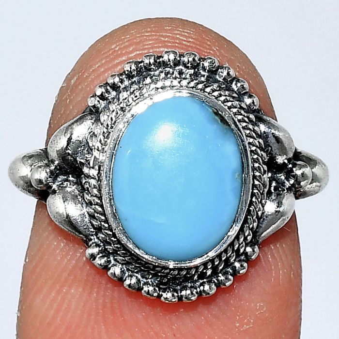 Natural Turquoise Morenci Mine Ring size-6 SDR242880 R-1286, 8x10 mm