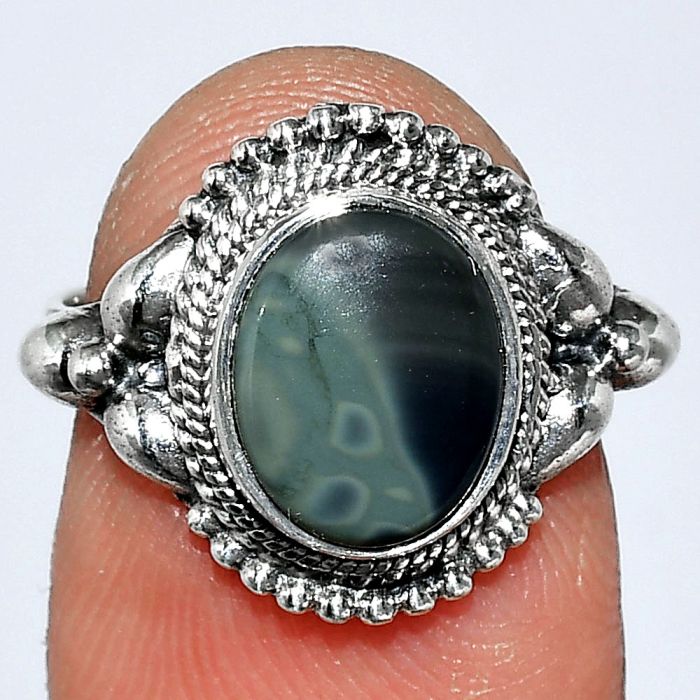 Spider Web Obsidian Ring size-6 SDR242881 R-1286, 8x10 mm