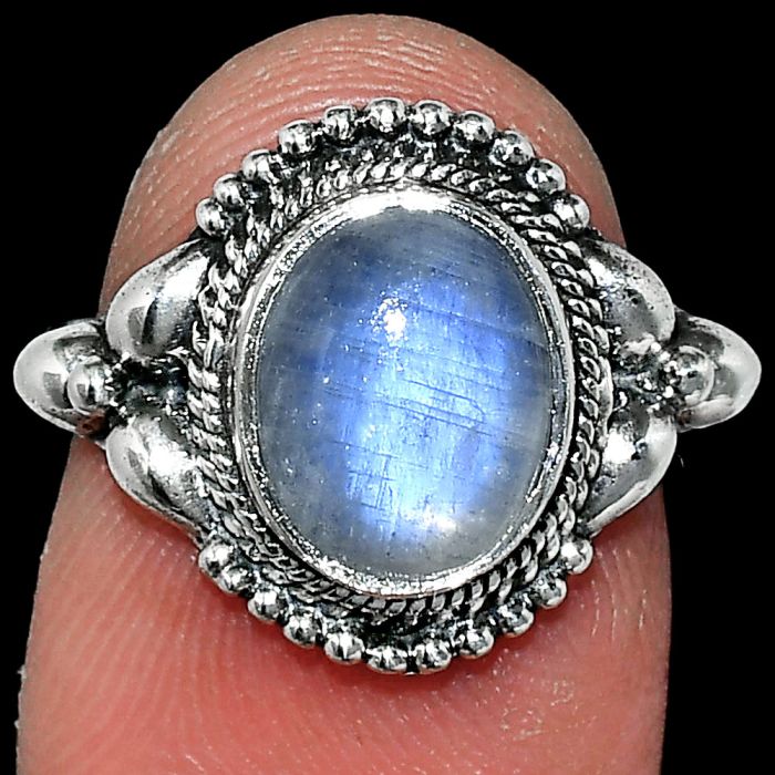 Rainbow Moonstone Ring size-7 SDR242894 R-1286, 8x10 mm