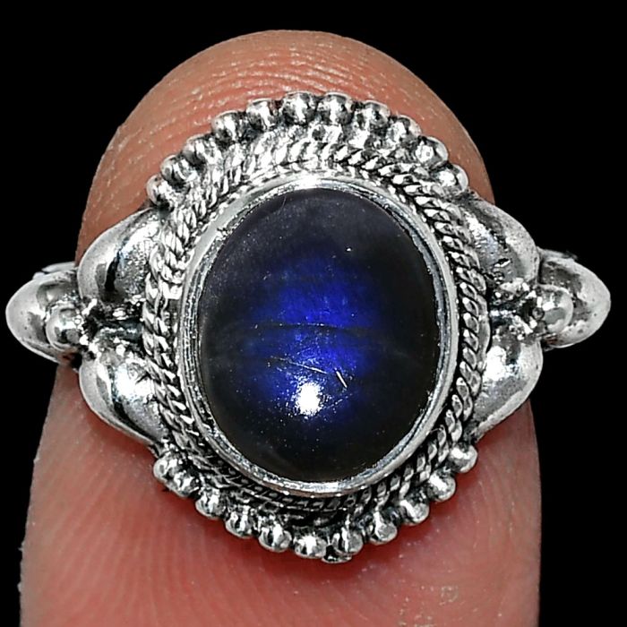 Blue Fire Labradorite Ring size-7 SDR242895 R-1286, 8x10 mm