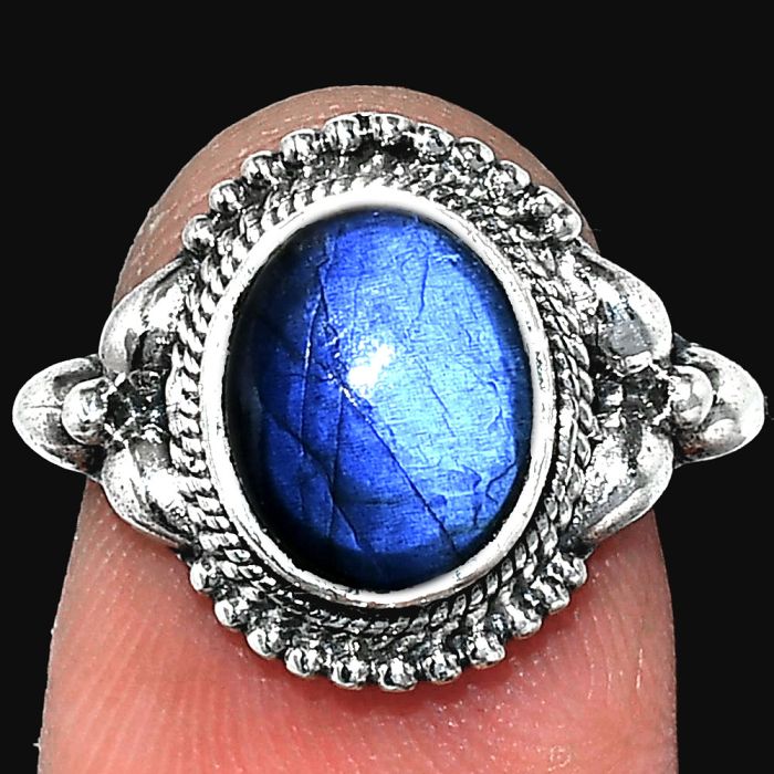 Blue Fire Labradorite Ring size-7 SDR242896 R-1286, 8x10 mm