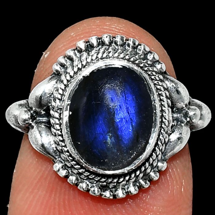 Blue Fire Labradorite Ring size-5 SDR242914 R-1286, 8x10 mm