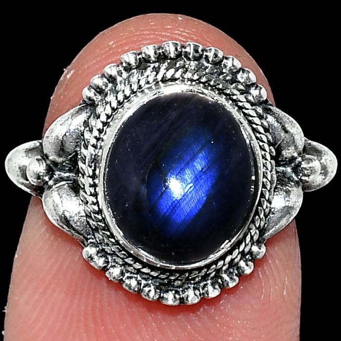 Blue Fire Labradorite Ring size-5 SDR242915 R-1286, 8x10 mm