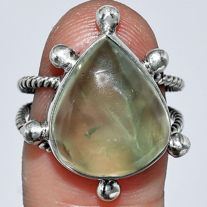 Prehnite Ring size-8 SDR242922 R-1268, 14x16 mm