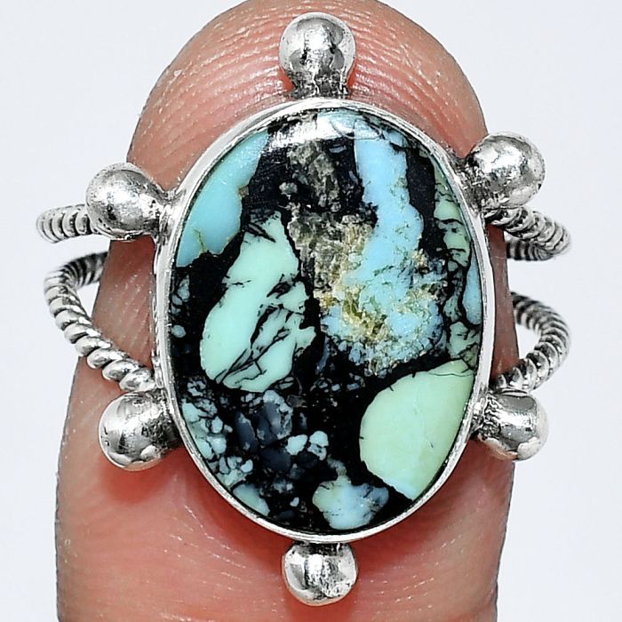 Lucky Charm Tibetan Turquoise Ring size-8 SDR242934 R-1268, 12x16 mm