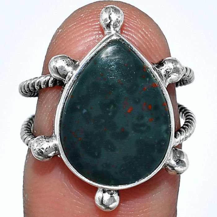 Blood Stone Ring size-7 SDR242935 R-1268, 12x16 mm