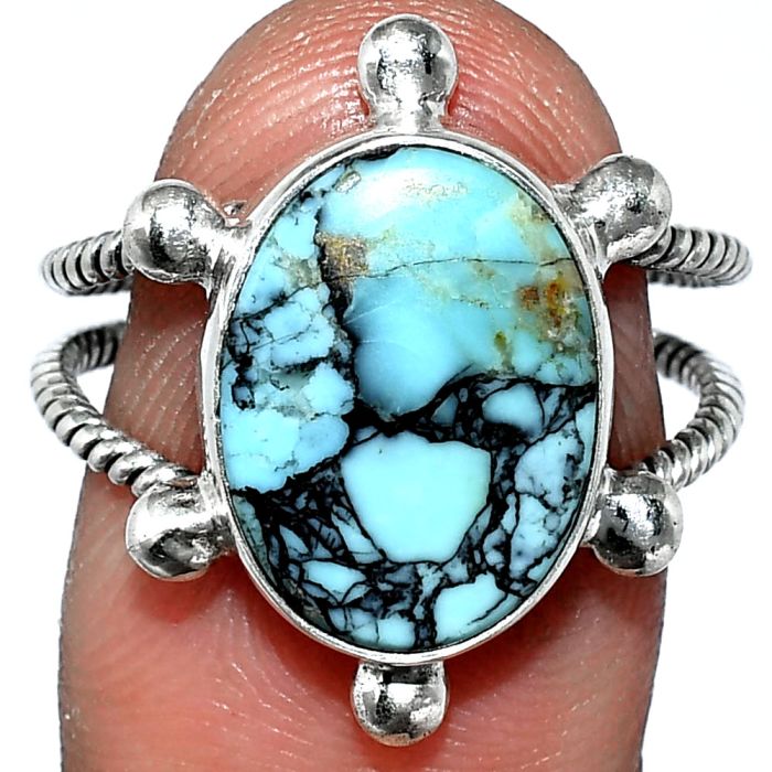 Lucky Charm Tibetan Turquoise Ring size-8 SDR242941 R-1268, 11x15 mm