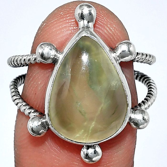 Prehnite Ring size-9 SDR242943 R-1268, 11x16 mm