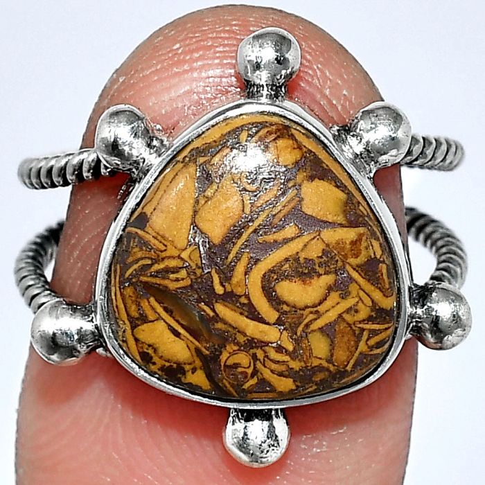 Coquina Fossil Jasper Ring size-7 SDR242945 R-1268, 13x13 mm