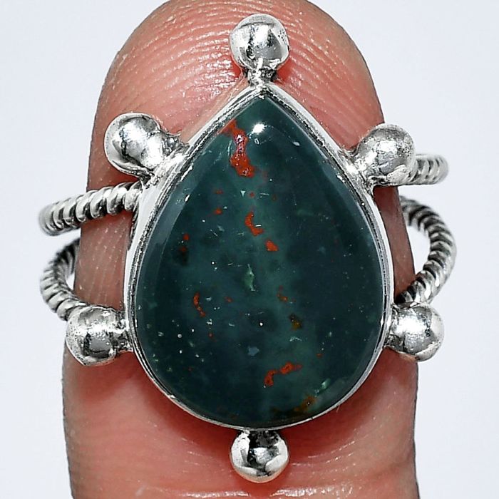 Blood Stone Ring size-8 SDR242950 R-1268, 12x16 mm