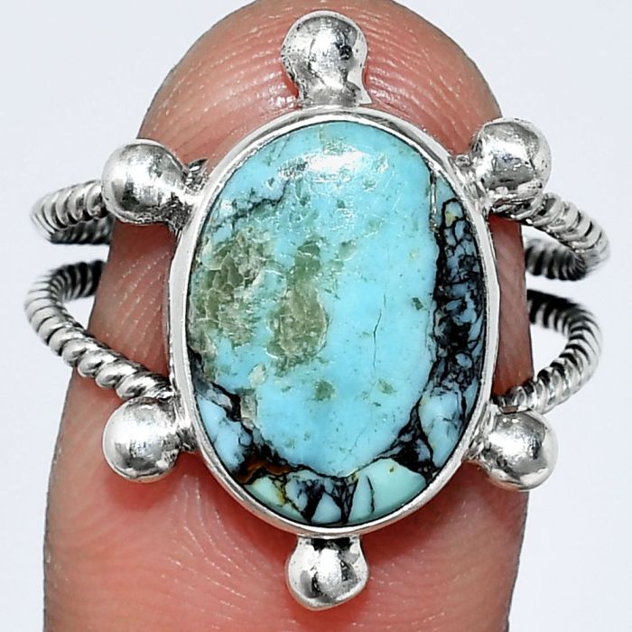 Lucky Charm Tibetan Turquoise Ring size-9 SDR242975 R-1268, 11x15 mm