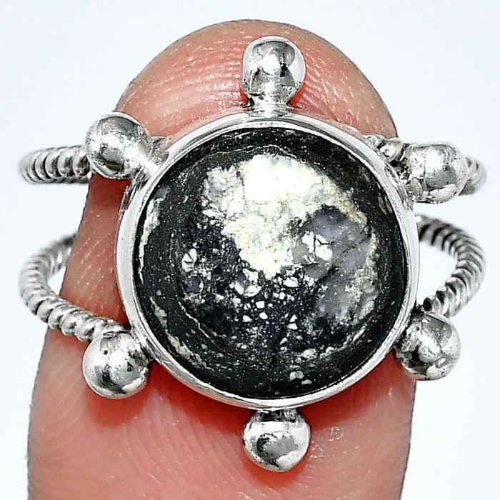 Authentic White Buffalo Turquoise Nevada Ring size-8.5 SDR242978 R-1268, 13x13 mm