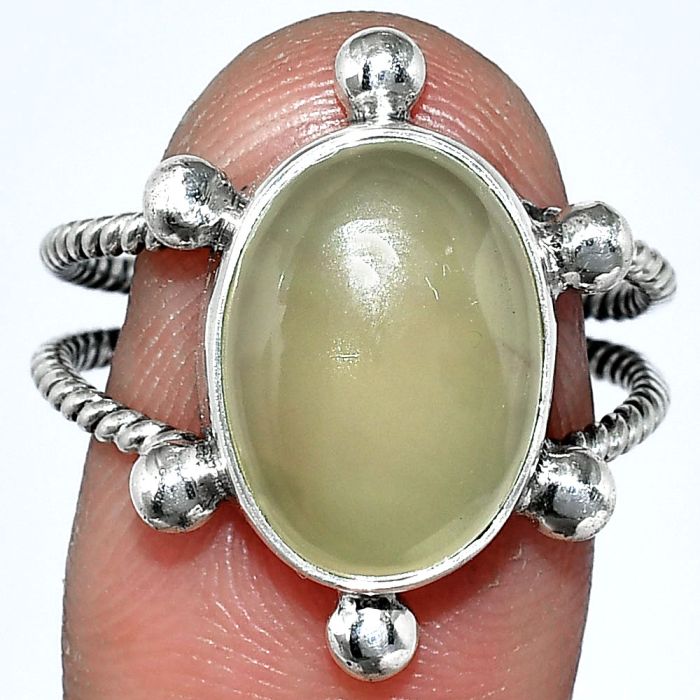 Prehnite Ring size-9 SDR242982 R-1268, 11x15 mm