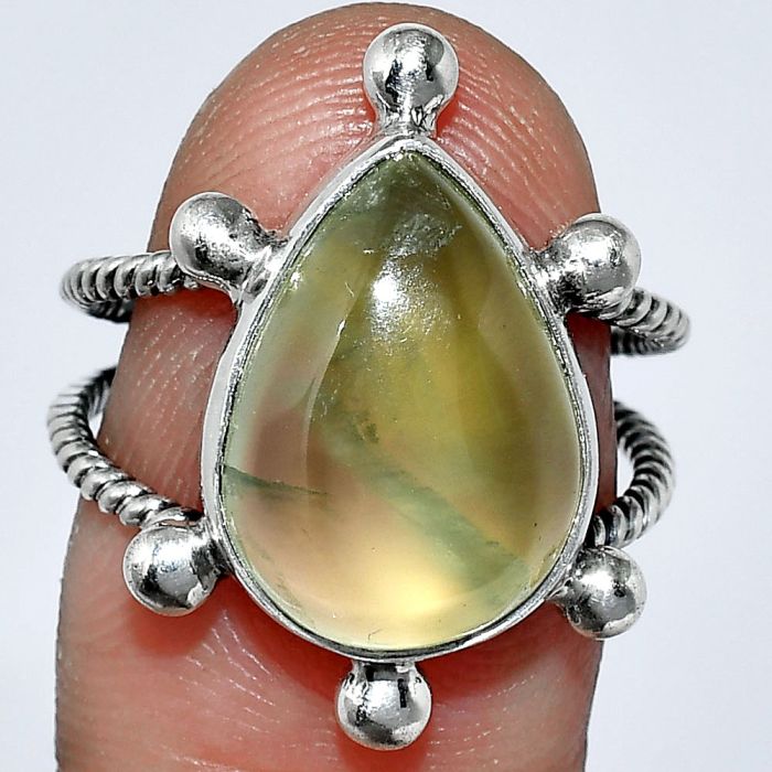 Prehnite Ring size-7.5 SDR242988 R-1268, 12x16 mm